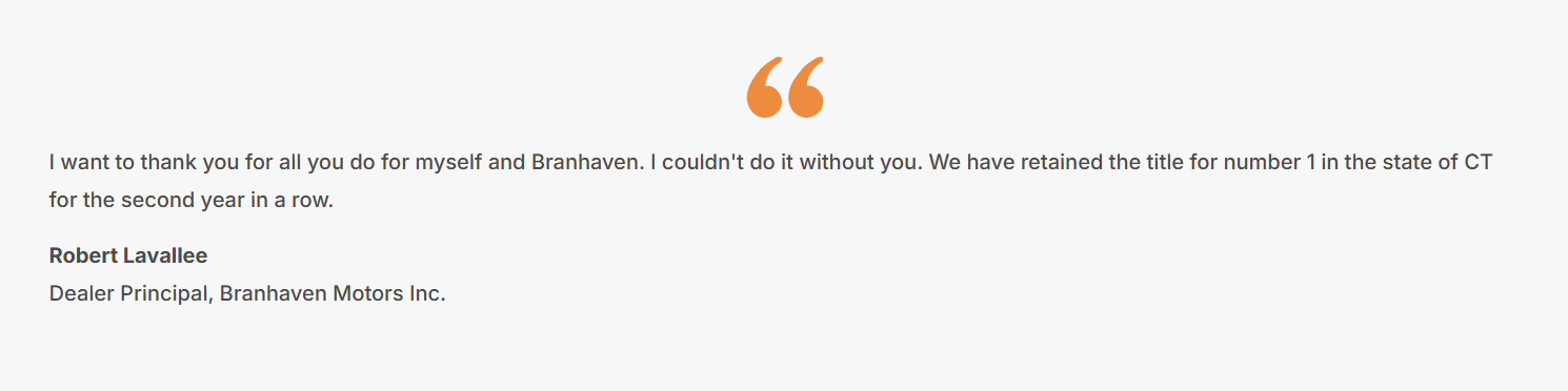 client testimonial - branhaven motors for codify automotive